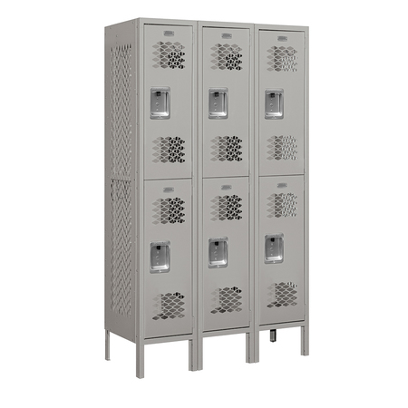 SALSBURY INDUSTRIES 2 Tier Vented Locker, 36"Wx66"Hx15"D, 6 Door, Gray, Unassembled 72355GY-U